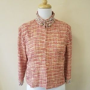 NWT Chicos Embellished Pink Tweed Blazer
